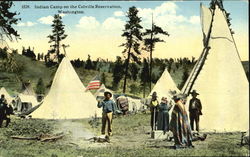 Indian Camp On The Colville Reservation Washington Native Americana Postcard Postcard