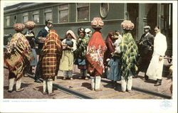 Pueblo Indians Selling Pottery Postcard
