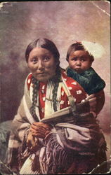 Sioux Indians - Stella Yellow Shirt and Baby Daughter Native Americana Postcard Postcard