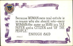 Think It Over Women's Suffrage Postcard Postcard