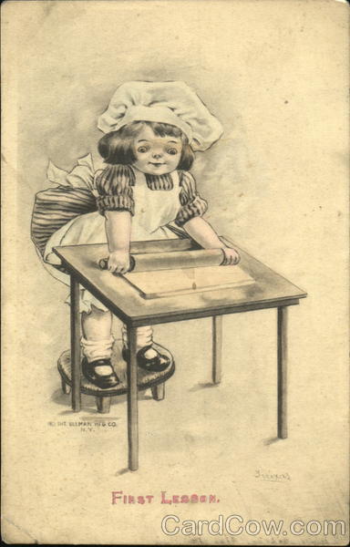 First Lesson Little Girl Baking  J. Freixas Girls