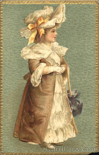 A beautiful girl with long dress and a bonnet on Girls