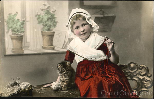 Little Girl in Red and Kitten Girls