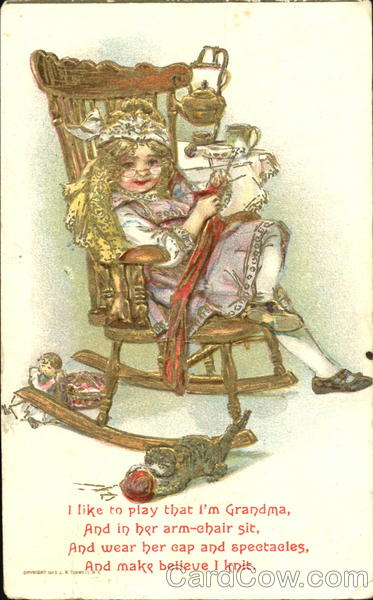 Little Girl Sitting in a Rocking Chair Girls