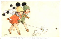 Where Do Flies Go In The Winter Time? Girls Postcard Postcard