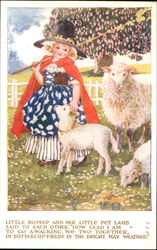 Little Bo-peep and her little pet lamb Sheep Postcard Postcard