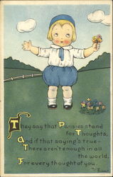Boy with Pansies Postcard