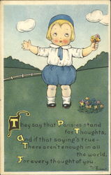 Boy with Pansies Postcard