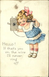 Hello! If That's You On The Wire I'll Never Ring Girls Postcard Postcard