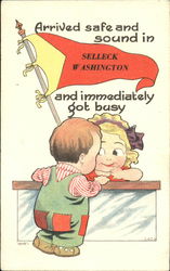 2 little children playing 'work' Selleck, WA Postcard Postcard