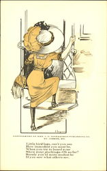 Well-dressed woman climbing stairs Postcard