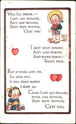 A Girl and a Boy Pulling a Toy Horse Postcard