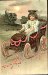 A little girl driving car Postcard