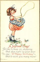 A Joyous Day Girls Postcard Postcard