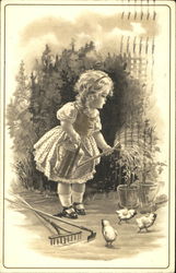 Little Girl Watering a Flower Postcard