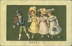 a man being followed by women Postcard