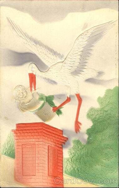Embossed Stork Babies