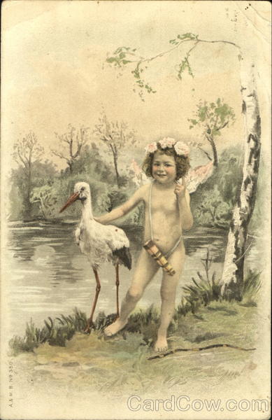 Stork and Cupid Girl Babies