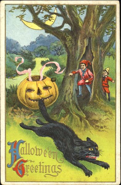 Children JOL Cat Halloween Greetings