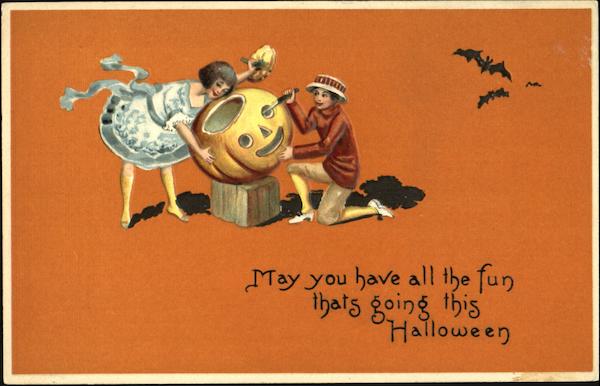 Children Carving Pumpkin No. 97036 Halloween