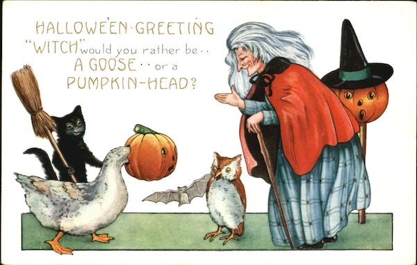 Witch Animals Halloween Greeting