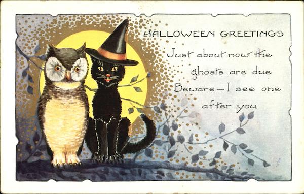 Owl & Cat Halloween Greetings