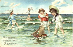 Greetings From The Seaside Swimsuits & Pinup Postcard Postcard