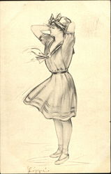 Bathing Beauty B&W Postcard