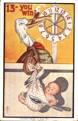 Stork 13-You Win? Babies Postcard Postcard