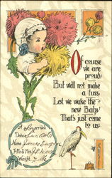 Stork Birth Announcement Postcard