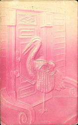 Embossed Stork Postcard