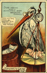 Stork with Baby Postcard