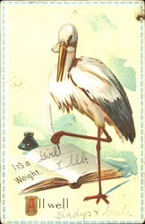 Stork - Birth Announcement Postcard