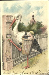 Stork with BAby Postcard