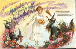 Series H-12 Woman Scarey Witches & Gobblins Postcard