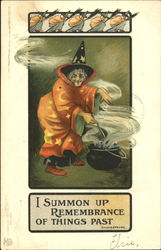 Witch with Cauldron Halloween Postcard Postcard
