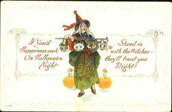 Witch with Animal Heads H-36 Halloween Postcard Postcard