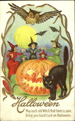 Series 216-D Halloween  Witches Postcard Postcard