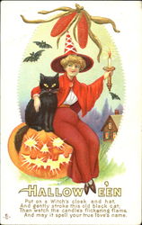 Series 216-A Pretty Witch Cat JOL Postcard