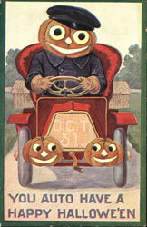 JOL You Auto Have A Happy Halloween Postcard
