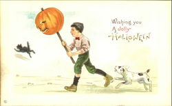 Series 339-A Boy Wishing You A Jolly Halloween Postcard