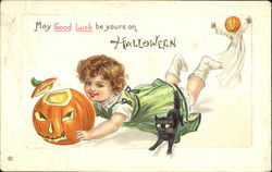 Series 339-B Children May Good Luck Be Yours On Halloween Postcard