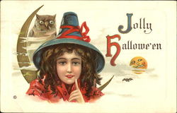 Series 332-B Pretty Witch Jolly Halloween Postcard