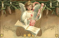 Christmas Greetings Angels Postcard Postcard