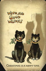 With All Good Wishes Shadow Cats Postcard