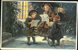 Uletide Wishes For A Happy Time Carolers Postcard