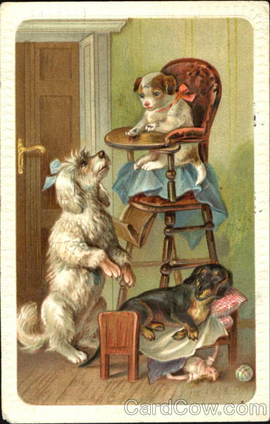 Puppy in High Chair Dogs