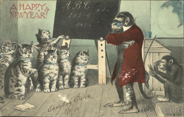 A Happy New Year - Monkeys & Cats