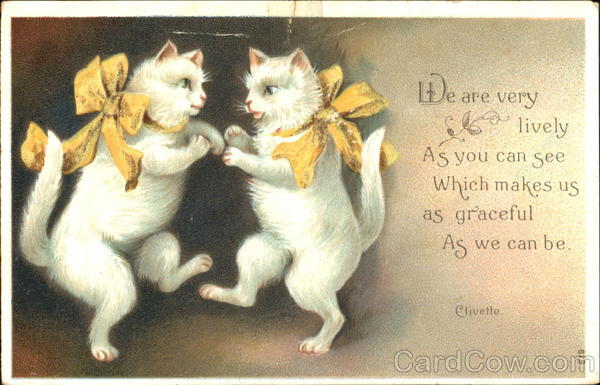 Dancing Cats Yellow Bows