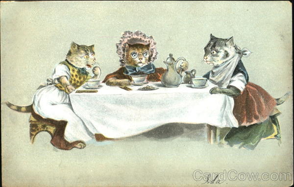Cats at Dinner Table